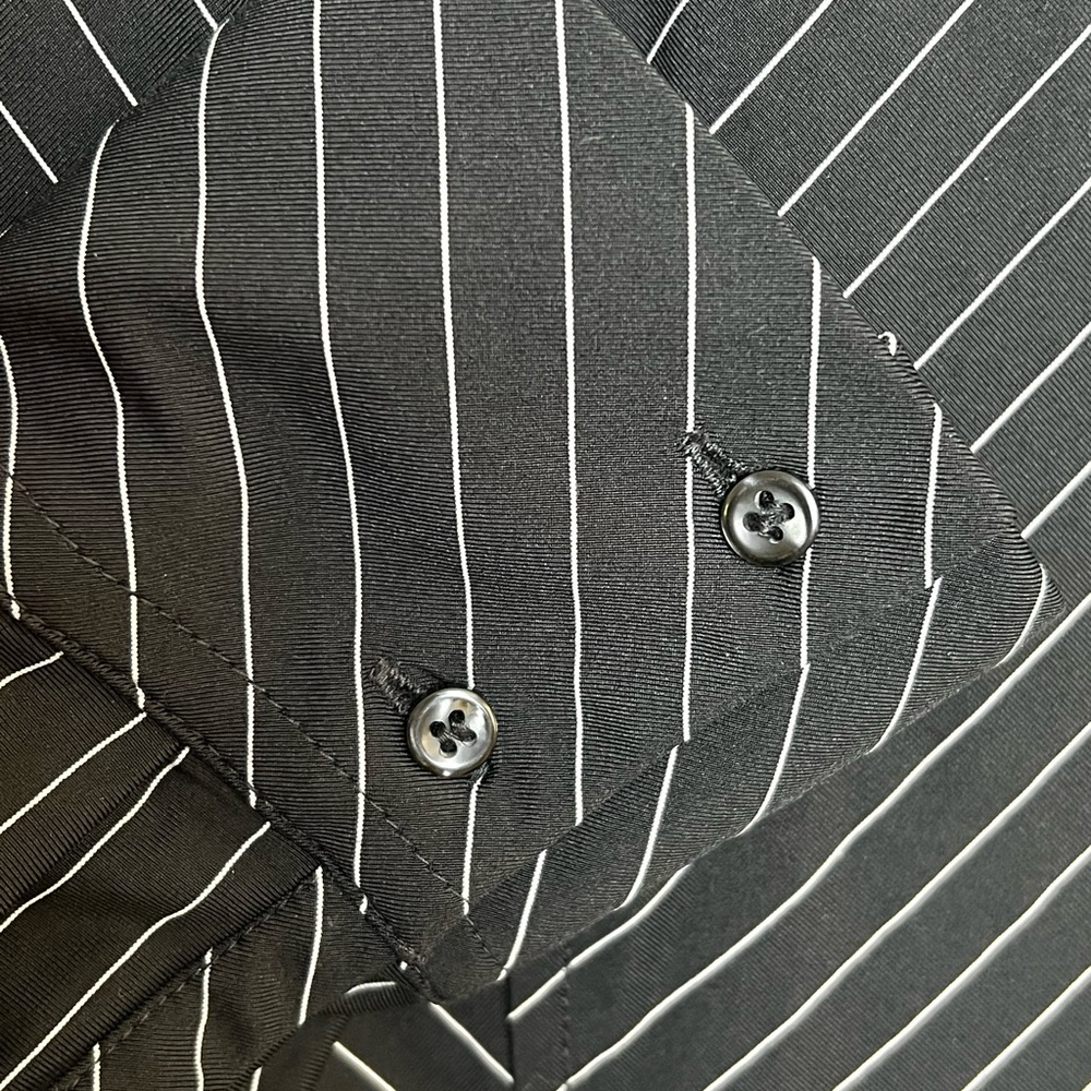 Express Tops | Express Design Studio Black with White Pinstripe V-Neck, Medium - Picture 5 of 7